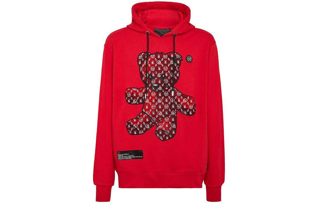 Order 菲利普普莱因 FW22 泰迪熊图案连帽卫衣 男女同款 红色 UABC-MJB2068-PJO002N-13