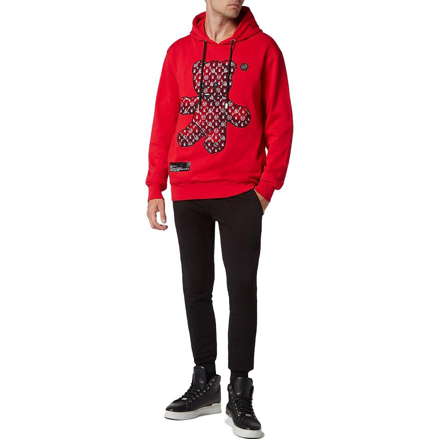 Lookbook 菲利普普莱因 FW22 泰迪熊图案连帽卫衣 男女同款 红色 UABC-MJB2068-PJO002N-13