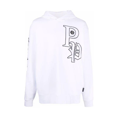 PHILIPP PLEIN FW22 White Logo Print Hoodie Jacket PABCUJB0082PJO002N