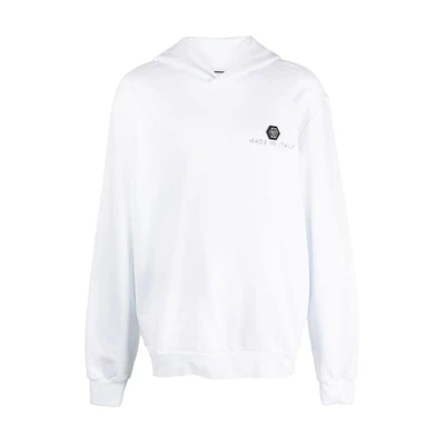 PHILIPP PLEIN FW22 White Logo Print Hoodie Long Sleeve Pullover AABCMJB2857PJO002N01