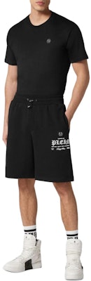 PHILIPP PLEIN FW23 黑色短褲帶標誌印花設計。 SADC-MJT2309-PJO002N-02 Lookbook PHILIPP PLEIN FW23 黑色短褲帶標誌印花設計。 SADC-MJT2309-PJO002N-02