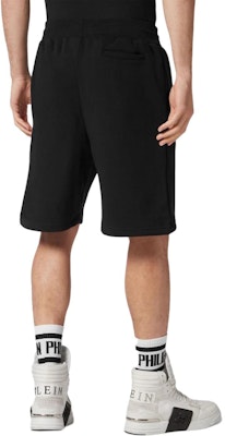 PHILIPP PLEIN FW23 黑色短褲帶標誌印花設計。 SADC-MJT2309-PJO002N-02 Shop PHILIPP PLEIN FW23 黑色短褲帶標誌印花設計。 SADC-MJT2309-PJO002N-02