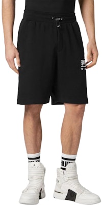 PHILIPP PLEIN FW23 黑色短褲帶標誌印花設計。 SADC-MJT2309-PJO002N-02 Purchase PHILIPP PLEIN FW23 黑色短褲帶標誌印花設計。 SADC-MJT2309-PJO002N-02