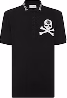 Order PHILIPP PLEIN FW23 黑色骷髏印花短袖襯衫式POLO衫 SADC-MTK6876-PTE003N-02