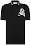 Order PHILIPP PLEIN FW23 黑色骷髅印花短袖纽扣式 Polo 衫. SADC-MTK6876-PTE003N-02