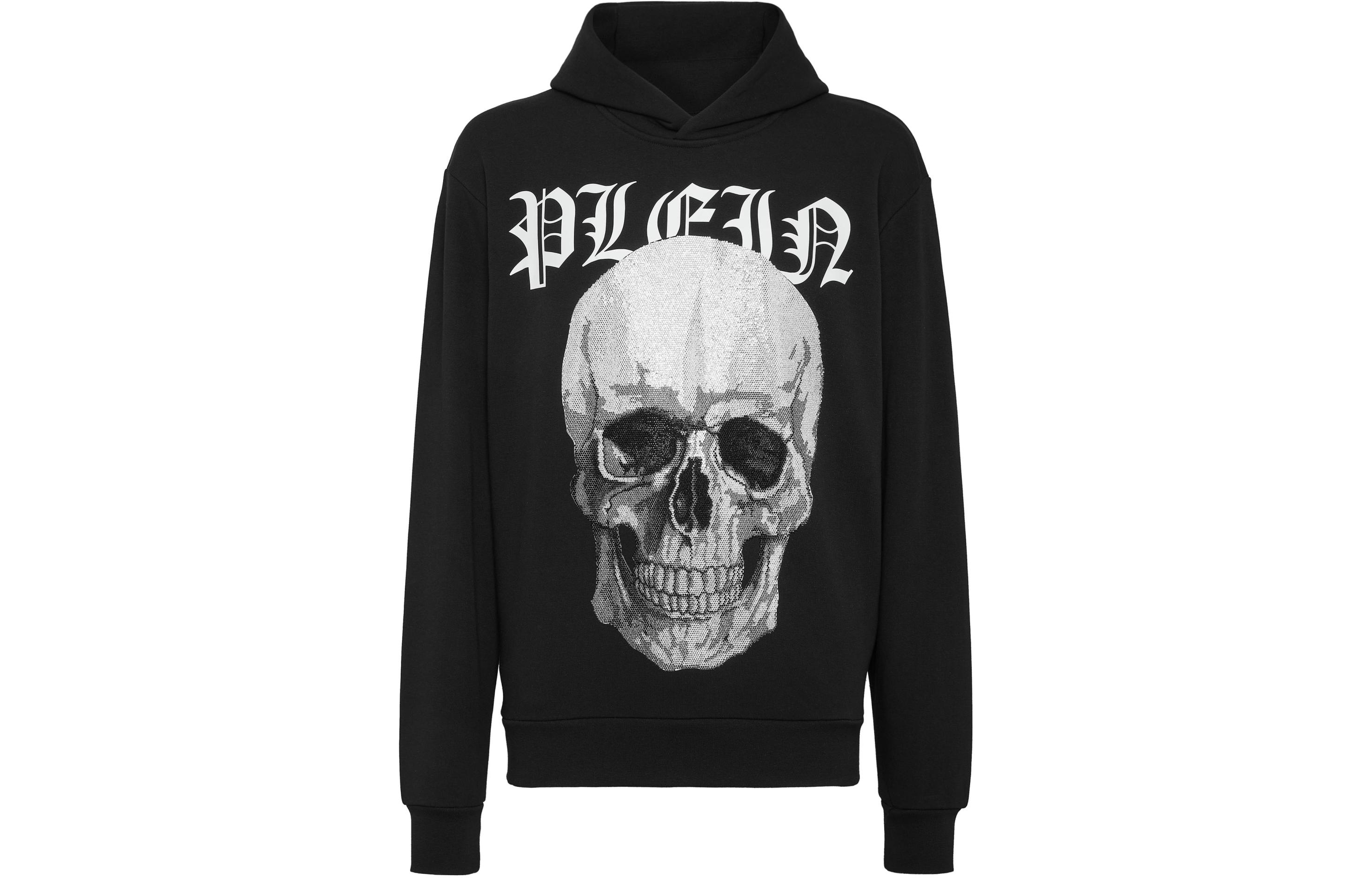 PHILIPP PLEIN FW23 Black Crystal Skull Print Oversized Hoodie Sweatshirt SADC-MJB3220-PJO002N-02