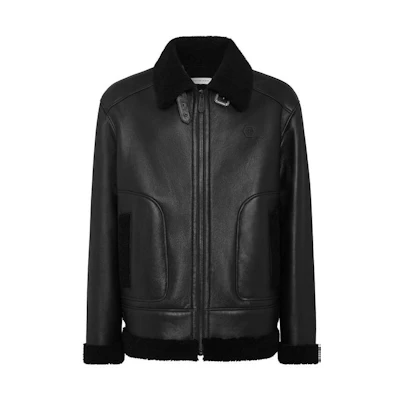 PHILIPP PLEIN FW23 Black Shearling Skull Zipper Jacket for Men AACC-MLB1790-PFU020N-02