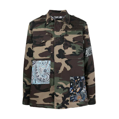 PHILIPP PLEIN FW23 Camouflage Printed Single-Breasted Jacket Khaki FACC-MDB0560-PDE004N-50