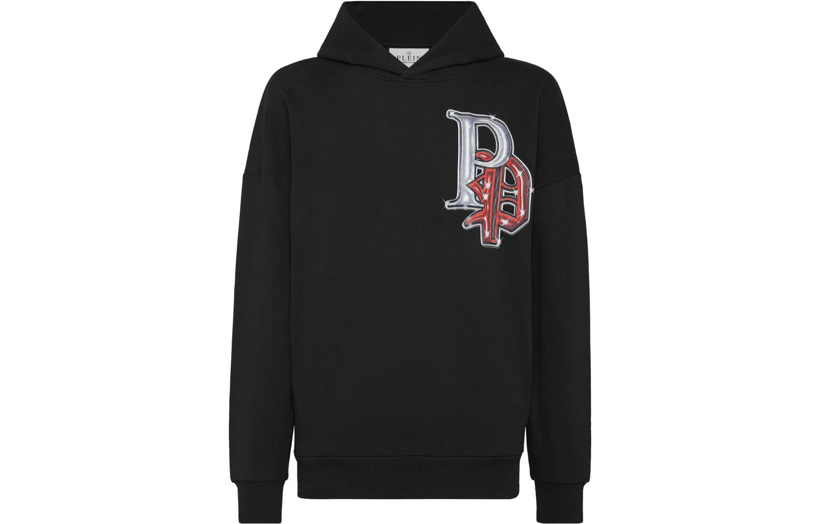PHILIPP PLEIN FW23 Letter Logo Graphic Pullover Sweatshirt Men’s Black SADC-MJB3189-PJO002N-02
