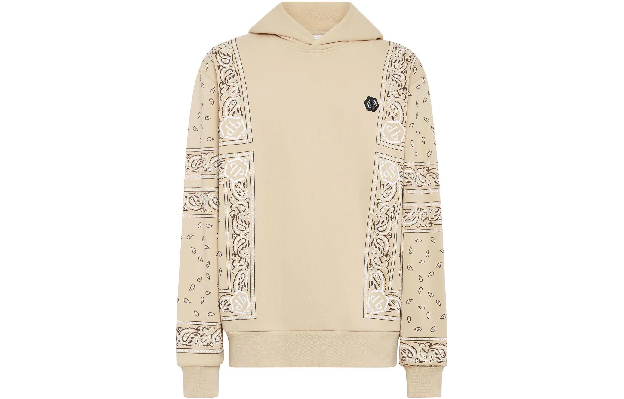 PHILIPP PLEIN FW23 Logo Patch Hoodie Light Beige FACC-MJB3042-PJO002N-06