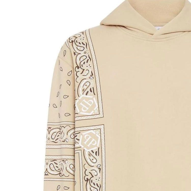 Sizing PHILIPP PLEIN FW23 徽标贴布连帽衫 浅米色 FACC-MJB3042-PJO002N-06