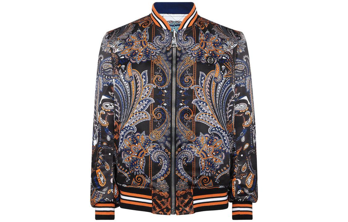 PHILIPP PLEIN FW23 Printed Zip-Up Bomber Jacket Multicolor FACC-MRB2247-PTE003N-0220
