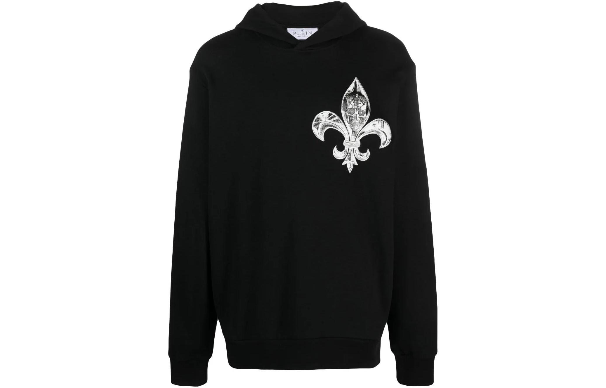 PHILIPP PLEIN FW23 Skull Print Hooded Sweatshirt Black Hoodie AACC-MJB3152-PJO002N-02