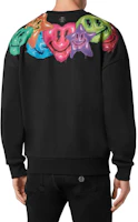 Shop PHILIPP PLEIN FW23 微笑圖案黑色寬鬆版型長袖上衣 SADC-MJO1131-PJO002N-02