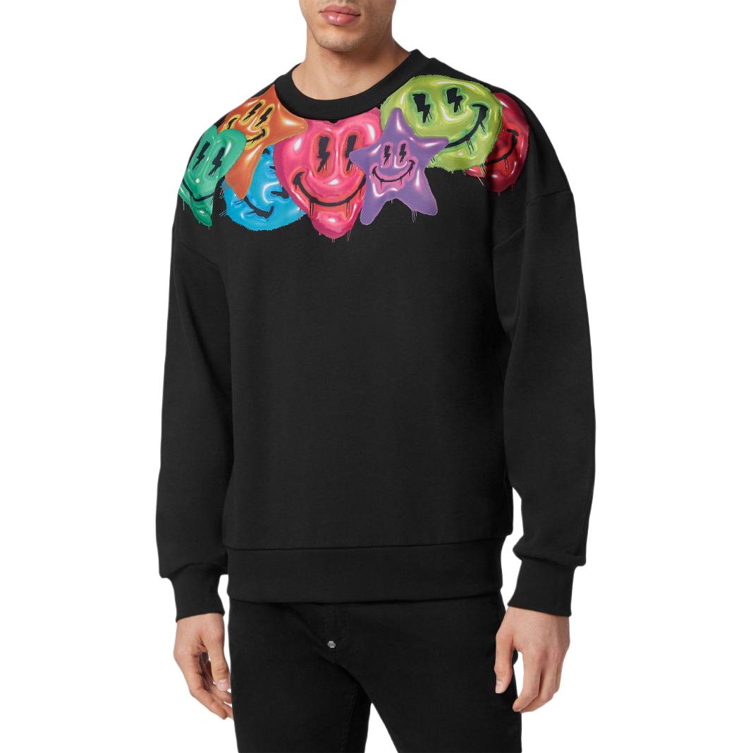 Purchase PHILIPP PLEIN FW23 微笑圖案黑色寬鬆版型長袖上衣 SADC-MJO1131-PJO002N-02