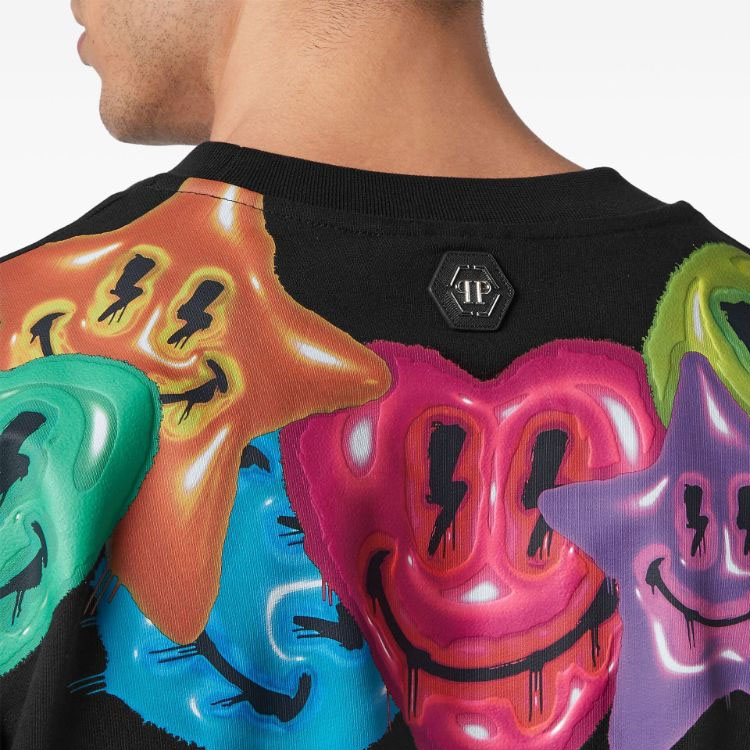 Details for PHILIPP PLEIN FW23 微笑圖案黑色寬鬆版型長袖上衣 SADC-MJO1131-PJO002N-02