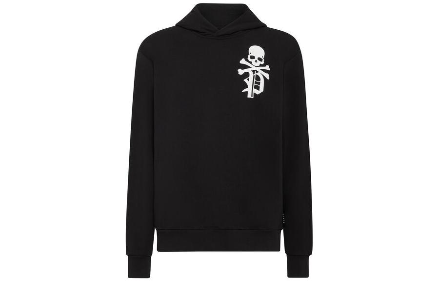 PHILIPP PLEIN Gothic Skull Print Black Hoodie Sweatshirt Pullover for Men AACC-MJB3137-PJO002N-02