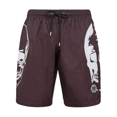 Philipp Plein Graphic Print Lace-Up Brown Casual Shorts for Men. FABC-MMT0335-PTE003N-02