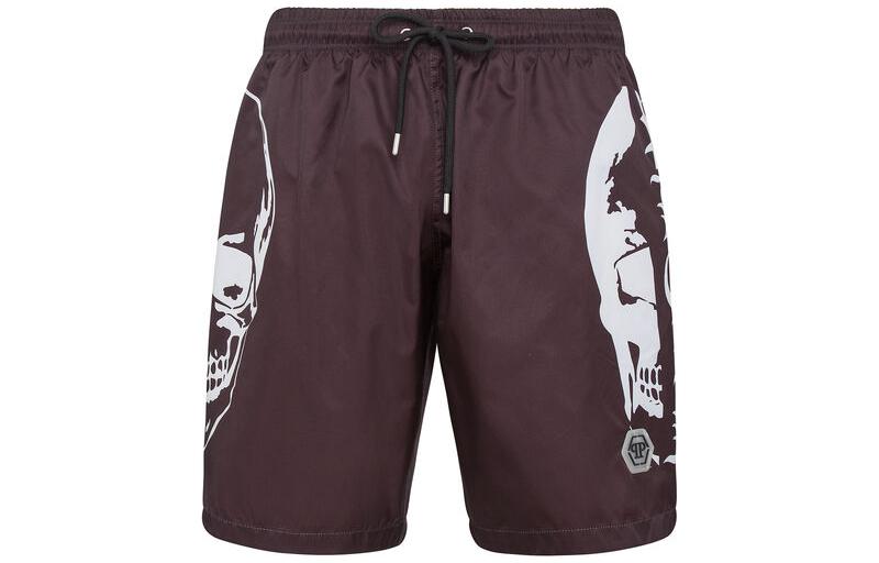 Order フィリッププレイン メンズ グラフィックプリント レースアップ ブラウン カジュアルショーツ FABC-MMT0335-PTE003N-02