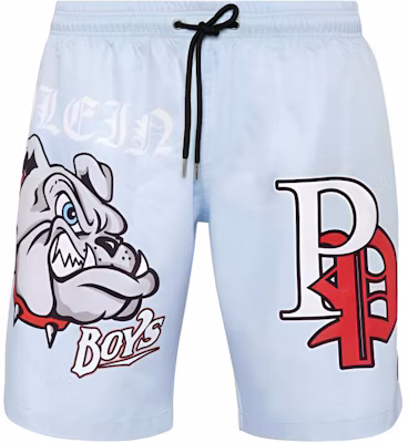 Philipp Plein 圖案印花淺藍色直筒休閒抽繩短褲 SADC-MMX0092-PNY002N-07 Buy Philipp Plein 圖案印花淺藍色直筒休閒抽繩短褲 SADC-MMX0092-PNY002N-07