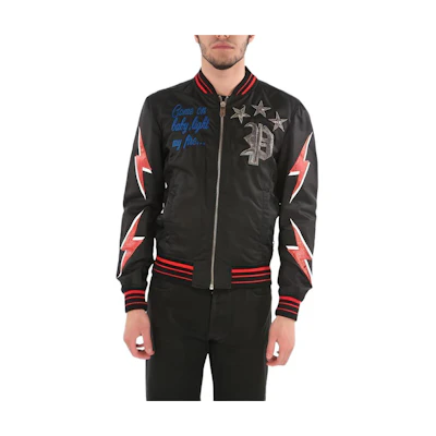 PHILIPP PLEIN Graphic Print Zip-Up Long Sleeve Jacket P18CMRB0645PXV002N02