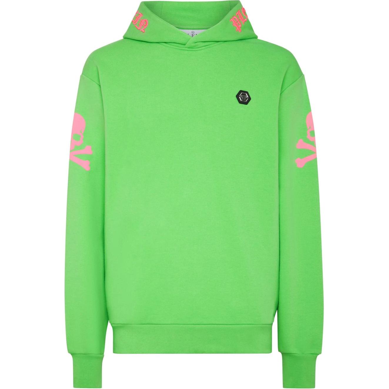 PHILIPP PLEIN Green Logo Embroidered Hoodie Long Sleeve Relaxed Fit SADC-MJB3215-PJO002N-27