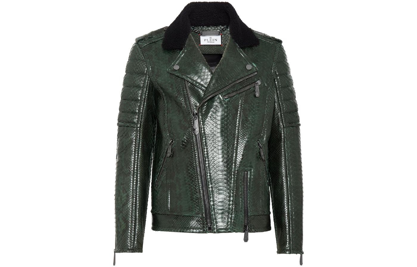 PHILIPP PLEIN Green Solid Zip-Up Collar Jacket AABC-MLB1629-PLE029P-05