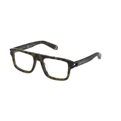 PHILIPP PLEIN Green Square Optical Frame Glasses for Men with Logo Temples VPP021M092I