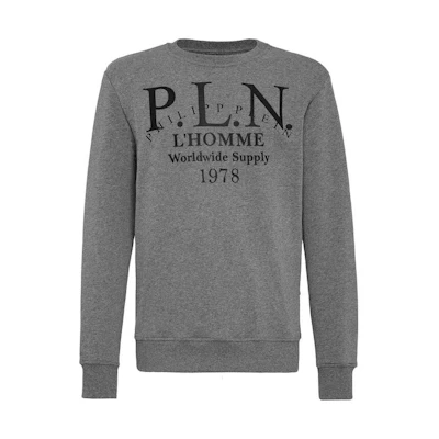 PHILIPP PLEIN Grey Crewneck Letter Print Long-Sleeve Sweatshirt F19C-MJO0606-PJO002N-10