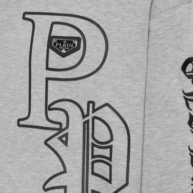 Lookbook PHILIPP PLEIN 灰色连帽衫 字母标志印花 UADC-MJB3567-PJY002N-Grey UADC-MJB3567-PJY002N-GREY