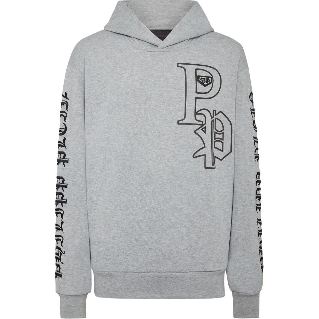 PHILIPP PLEIN Grey Hoodie with Logo Print UADC-MJB3567-PJY002N-GRAY