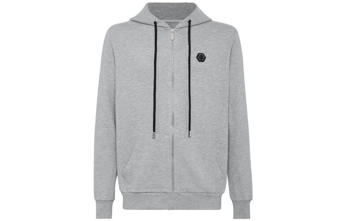 PHILIPP PLEIN Grey Logo Solid Hoodie Jacket PAAC-MJB2669-PJO002N-10
