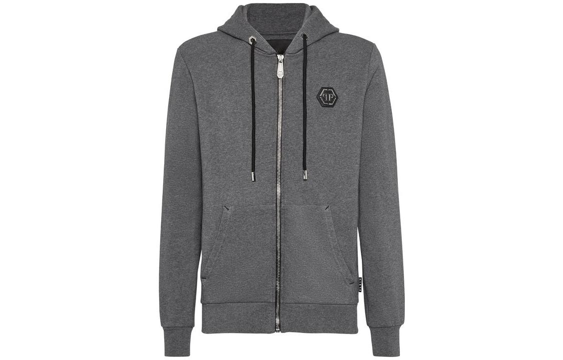 PHILIPP PLEIN Institutional Graphic Print Hoodie Zip Jacket Men’s Gray A20C-MJB2156-PJO002N-10