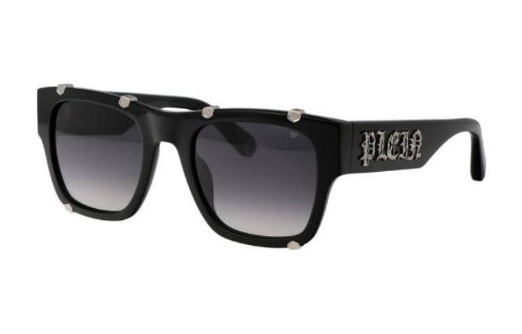 PHILIPP PLEIN Irregular Shape Black Sunglasses with Side Logo for Men. SPP042W0700