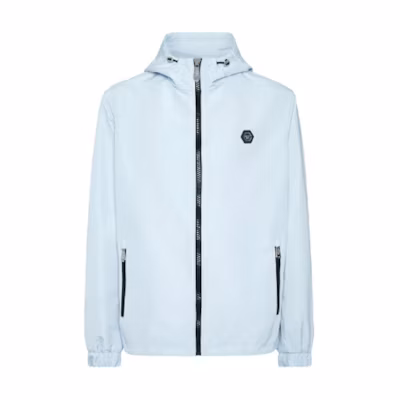 PHILIPP PLEIN Light Blue Hooded Solid Color Windbreaker Jacket PADC-MRB2457-PNY002N_07