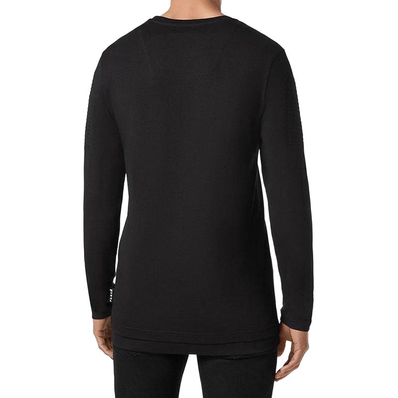 Shop PHILIPP PLEIN Logo Baju Lengan Panjang Crewneck Hitam. A19C-MTK4096-PJY002N-02