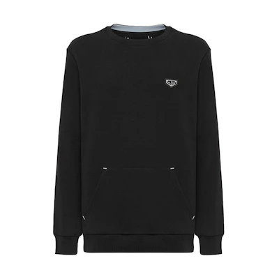 PHILIPP PLEIN Logo Graphic Crewneck Sweatshirt Black Casualwear AAAC-MJO0805-PJO002N-02