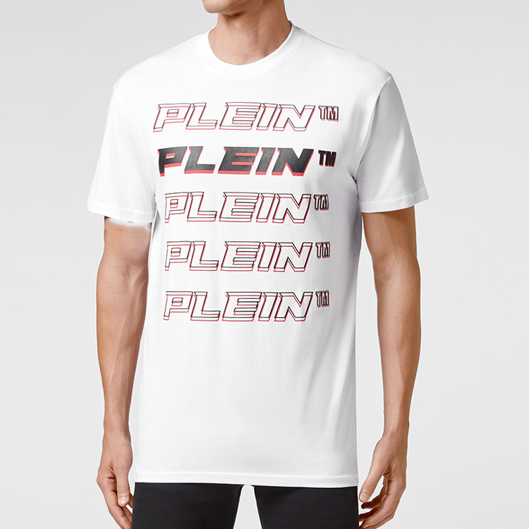 Lookbook PHILIPP PLEIN 男士標誌圖案印花圓領休閒T恤 PAAC-MTK5507-PJO002N-01