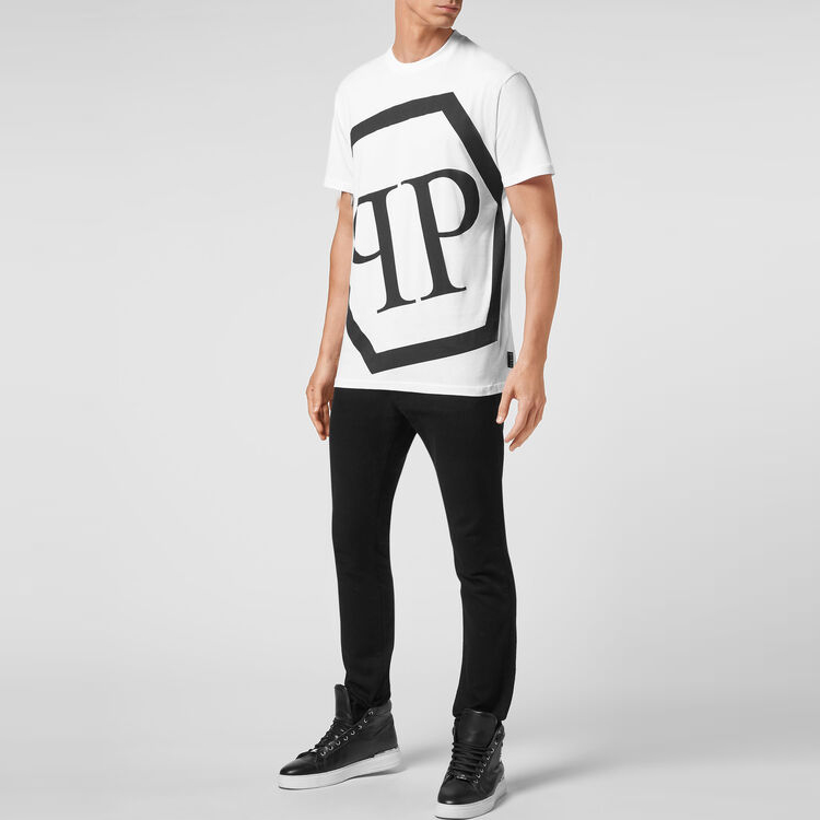 Purchase PHILIPP PLEIN Kaos Pria Putih Crewneck Logo Grafis Print Casual PAAC-MTK5509-PJO002N-01