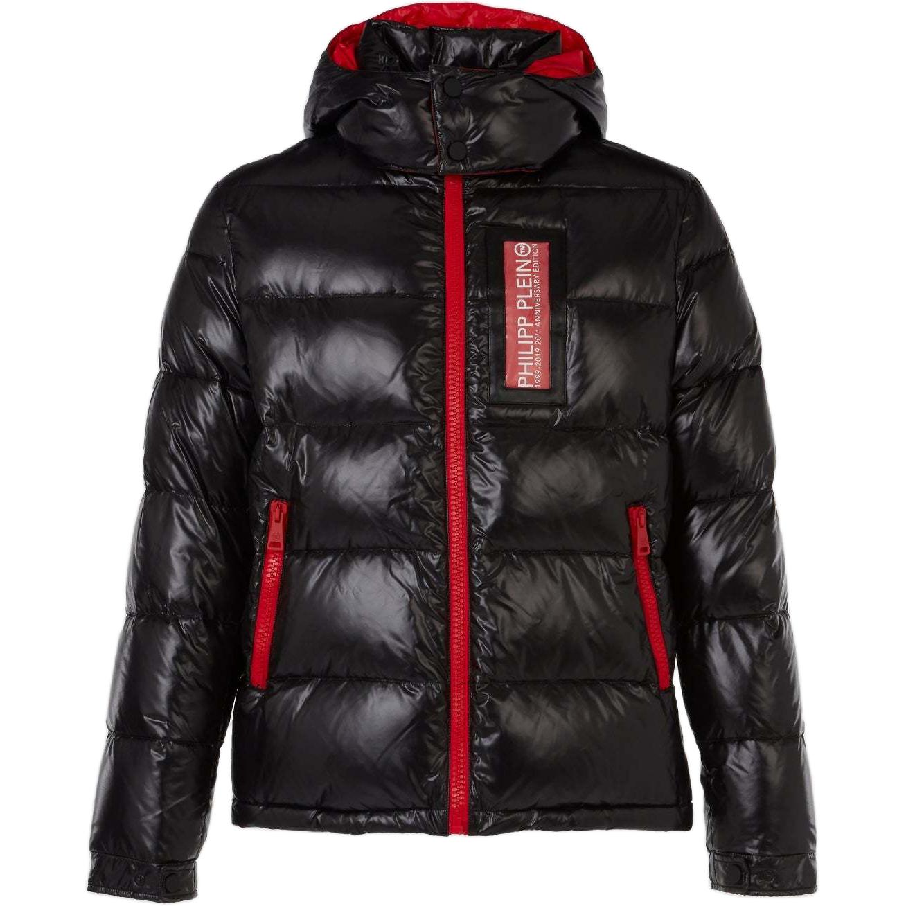 PHILIPP PLEIN Logo Hooded Puffer Jacket Black A19C-MRB1303-PNY002N-0213