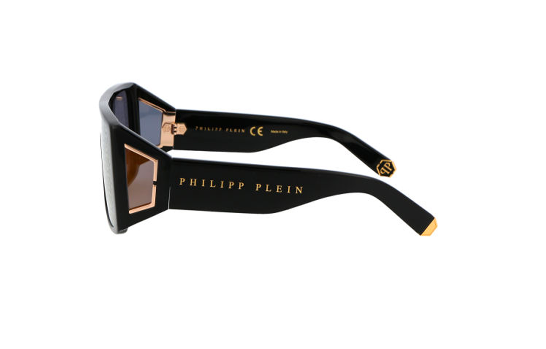 Shop PHILIPP PLEIN 黑色不規則造型太陽眼鏡 男女情侶款 SPP014W 700G