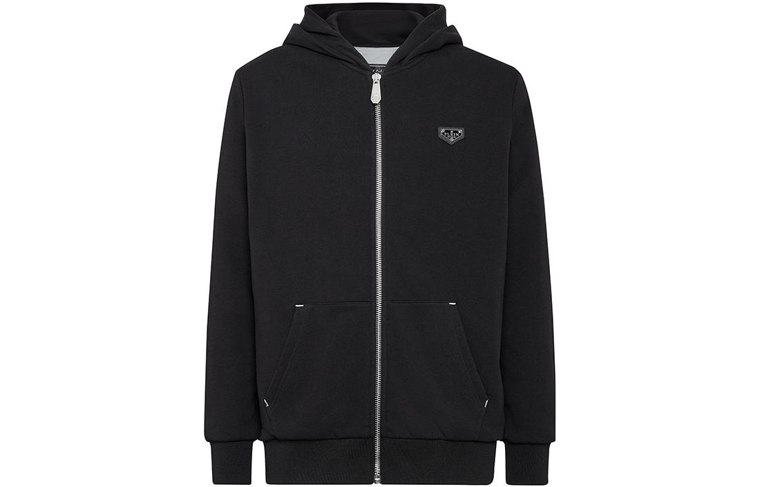 PHILIPP PLEIN Logo Letter Hoodie Black Casual Long Sleeve AAAC-MJB2584-PJO002N-02