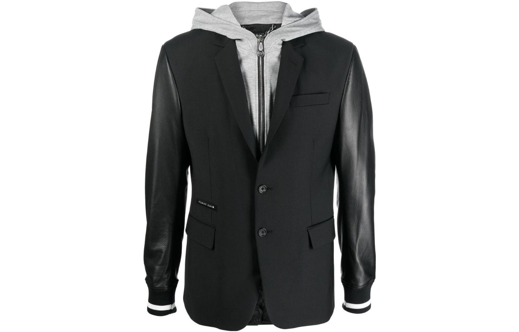 PHILIPP PLEIN Logo Patch Zipped Long-Sleeve Jacket AABCMLB1647PLE010N02