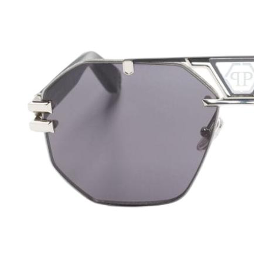 Shop PHILIPP PLEIN 男士黑色飛行員太陽眼鏡（標誌印花）。 SPP077M