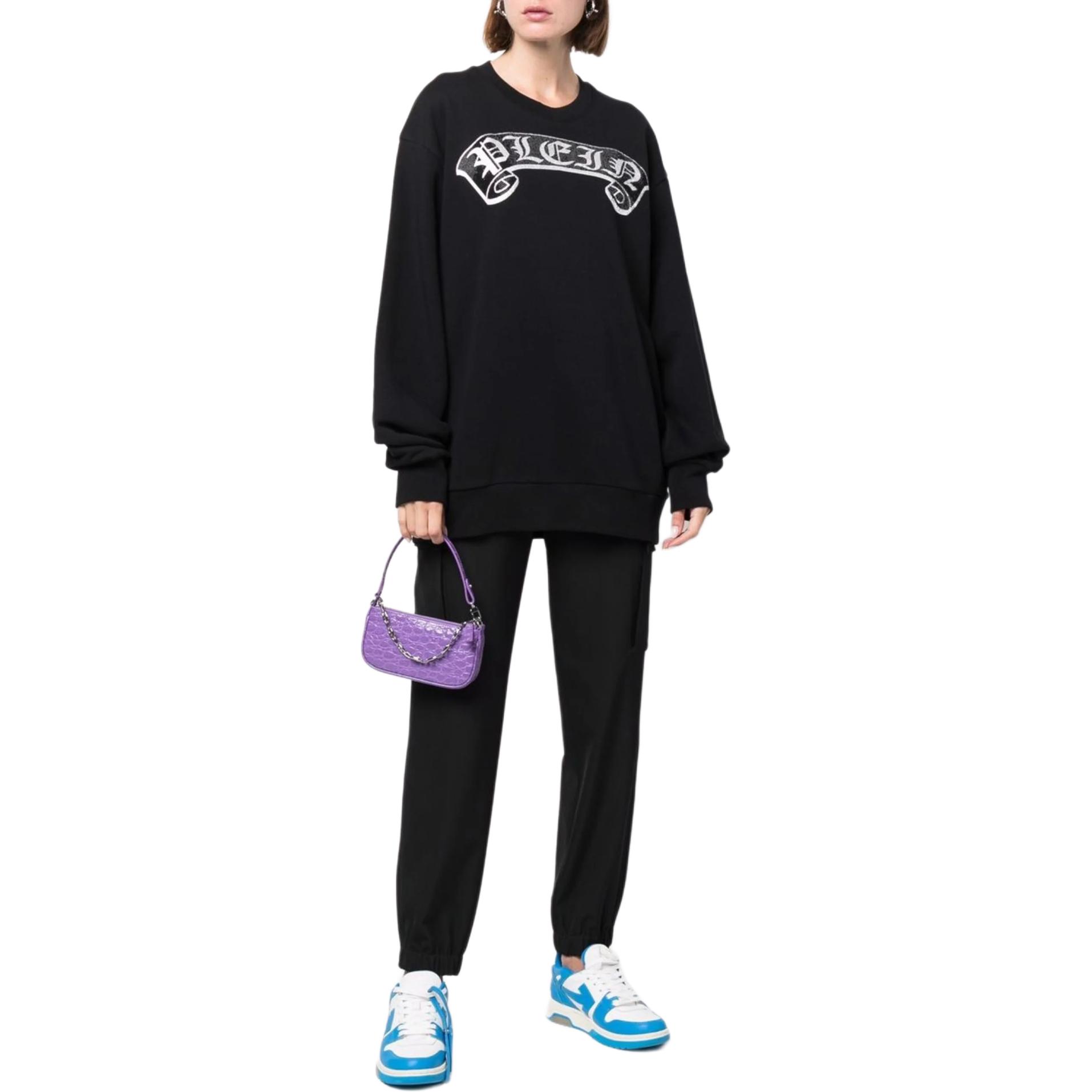 Lookbook PHILIPP PLEIN 黑色LOGO印花圆领长袖男女款卫衣 PABC-UJO0031-PJO002N PABC-UJO0031-PJO002N-BLACK