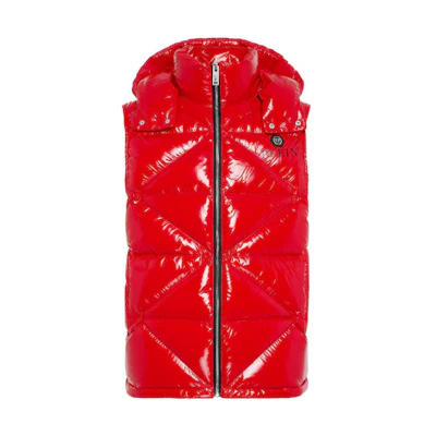 PHILIPP PLEIN Logo Print Hooded Zip Vest Red Fashion Vest AACC-MRB2471-PTE003N-13