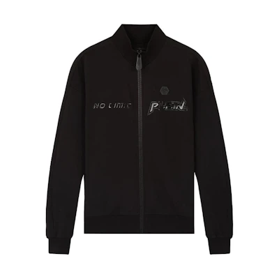 PHILIPP PLEIN Logo Print Zip-Up Track Jacket Black A19C-MJB1613-PJO002N-02