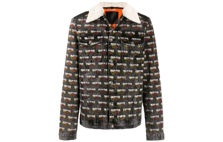 PHILIPP PLEIN Loose Fit Letter Pattern Jacket Grey Green F19CMDB0192PDE004N-10