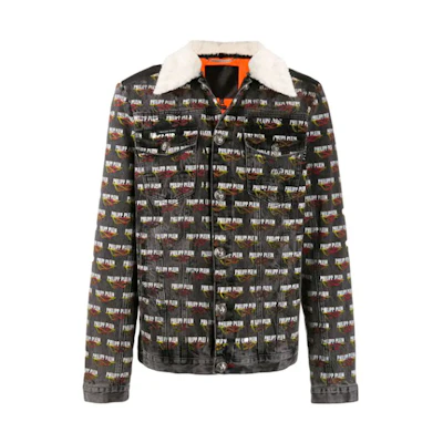 PHILIPP PLEIN Loose Fit Letter Pattern Jacket Grey Green F19CMDB0192PDE004N-10