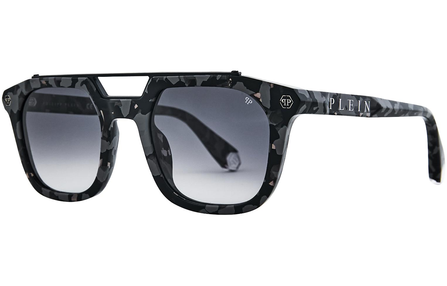 Philipp Plein Luxury Gradient Square Sunglasses for Men - Smoke Lens & Camouflage Frame SPP001M0721